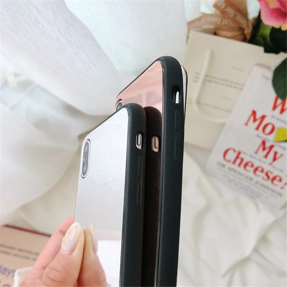 LuxuryTempered Glass Case For iPhone X XR XS Max 8 7 6 6S Plus Acrylic Mirror Soft Phone Cases For iPhone X XR XS Max Back Cover (8)