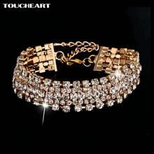 TOUCHEART Роскошные брендовые браслеты с кристаллами для женщин, золотой браслет и браслеты для невесты, свадебные ювелирные изделия, винтажный браслет для женщин SBR140162