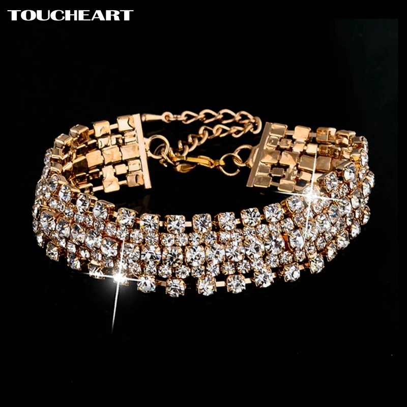 

TOUCHEART Luxury Brand Crystal Bracelets For Women Gold Bracelet&Bangles Bridal Wedding Jewelry Vintage Bracelet Femme SBR140162