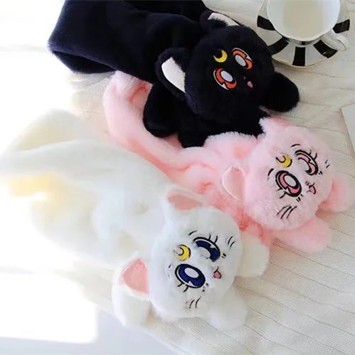 

candice guo! cartoon plush toy cute sailor moon Luna cat kitten soft warm scarf kids girl creative birthday Christmas gift 1pc