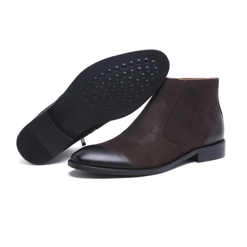Бренд grimentin зимние модные мужские ботильоны из натуральной кожи черные коричневые мужские туфли для свадьбы в деловом стиле