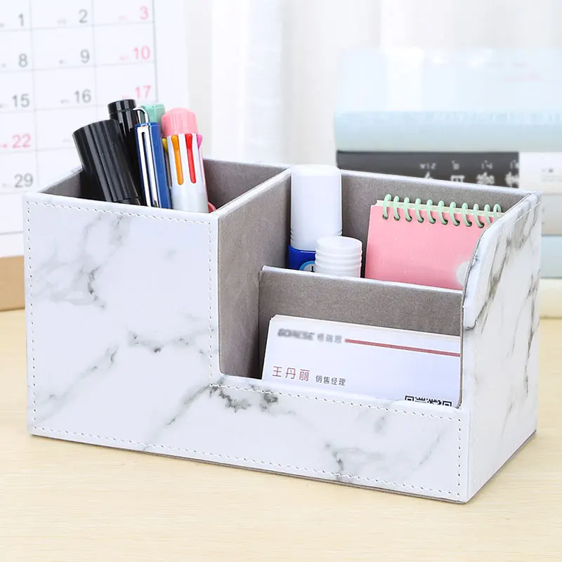Multi função de Secretária Organizador dos Artigos de Papelaria Caixa de Armazenamento Caneta Lápis Caso Titular Container 16 Cores 24 mármore caneta pote lápis titular caixa de