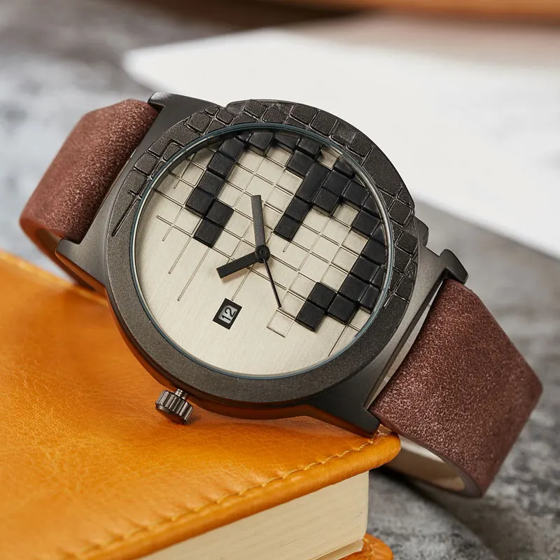 Creative Minimalist Style Watch Mens Three-dimensions Waterproof Date Sport Quartz Leather Womens Lovers Unique Gifts | Наручные часы