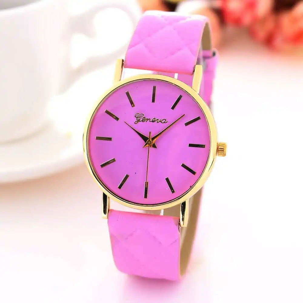 New fashion imitation belt watch leisure simple men's and women's watches sports watches quartz watches - Цвет: pink