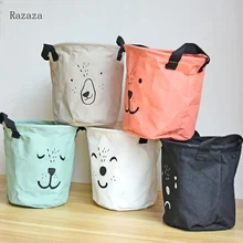 

New Cartoon Aminal Face Linen Desk Storage Box Home Cotton Organizer Case Cloth Cosmetic Stationery Sundries Basket