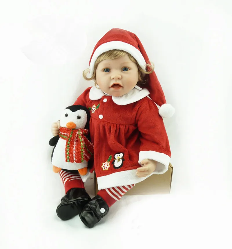 

2016 Lifelike 22Inch 55cm Silicone Reborn Baby Dolls Bonecas Handmade Realistic Christmas Doll Bebe Reborn Brinquedos Juguetes