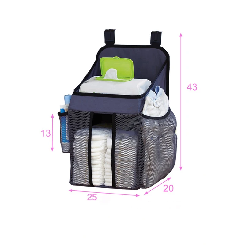 Baby Crib Bumper Hanging Storage Bag Diaper Organizer Newborn Wipes Toy Clothes Sturdy Nursery Pocket Bed Bumper Cradle Bedding