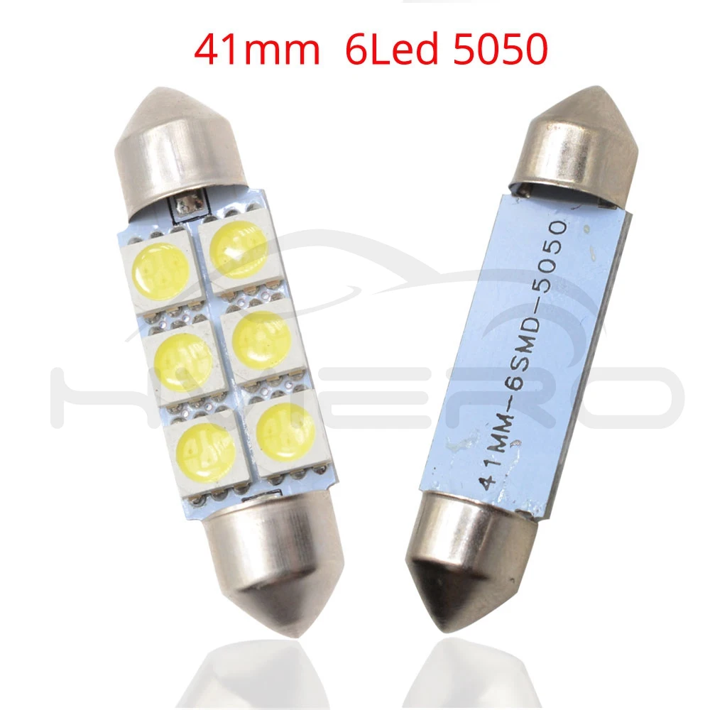 10X Белый светодиод 31 мм 36 мм 39 мм 41 мм C5w c10w 5050 6Led DC 12 В гирлянда для салона купольный светильник для багажа лампа для чтения лампа дверной светильник