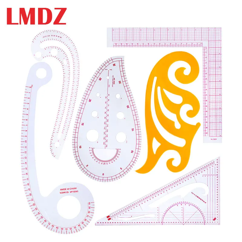 

LMDZ 6 Styles Plastic French Curve Metric Sewing Ruler Measure Set Tailor Ruler Set Grading Curve Ruler Tool for Clothing Making