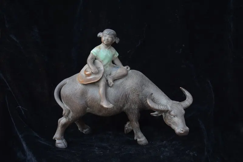

Rare Old Chinese "Shi Wan Kiln" porcelain statue /sculpture,girl of Put cattle,Home Decoration,crafts/Collection