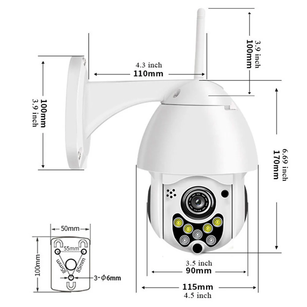 1080 P 7LED PTZ wi-fi безопасности IP Камера Беспроводной HD 2MP CCTV Onvif Водонепроницаемый Ночное видение полный Цвет камера с детектором движения