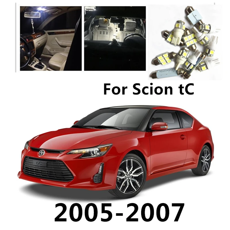

LOAUT 8pcs White Car LED Light Bulbs Interior Package Kit For Scion tC 2005-2007 Dome Lights License plate light Map