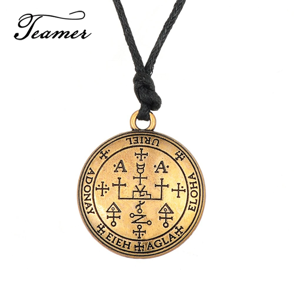 

Teamer Supernatural Talisman For Good Luck Key of Solomon Pendant Necklace Wiccan Jewelry Round Necklace Rope Chain