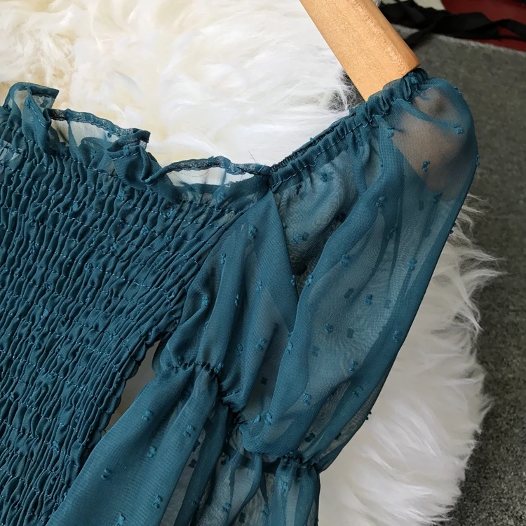 Jornmona Роскошные топы с открытыми плечами женские Популярные Прозрачные винтажные рубашки с расклешенными рукавами женская сексуальная пляжная блузка с вырезом лодочкой