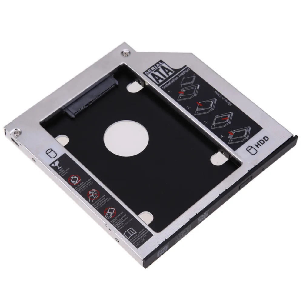 Универсальный алюминиевый SATA 2,5 ''9,5 мм 2-й чехол для SSD, HDD корпус жесткий диск Caddy forCD/DVD-ROM Оптический отсек с отверткой