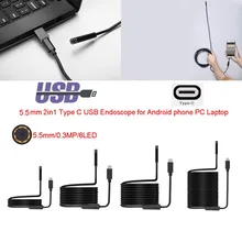 Гибкая 5.5 мм 6LED Тип USB c Водонепроницаемый эндоскопа инспекционной Камера 1 м/3 м/5 м/7m10m ПК Android для Huawei LG OnePlus LeTV
