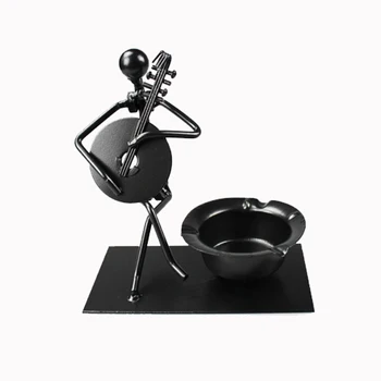 

Retro Metal Instrument Playing Doll Figurines Home Decor Office Desktop Vintage Ashtray Cafe Bar Decor Metal Crafts