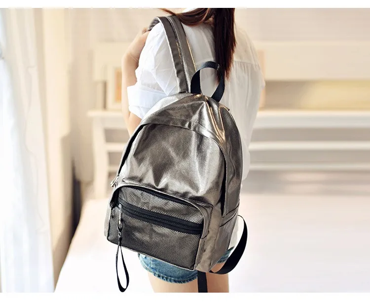 MJ Unisex Backpack Fashion Metallic Female Backpacks Casual Daypack Large Travel Bag Big Holographic Backpack Cool School Bags (16)
