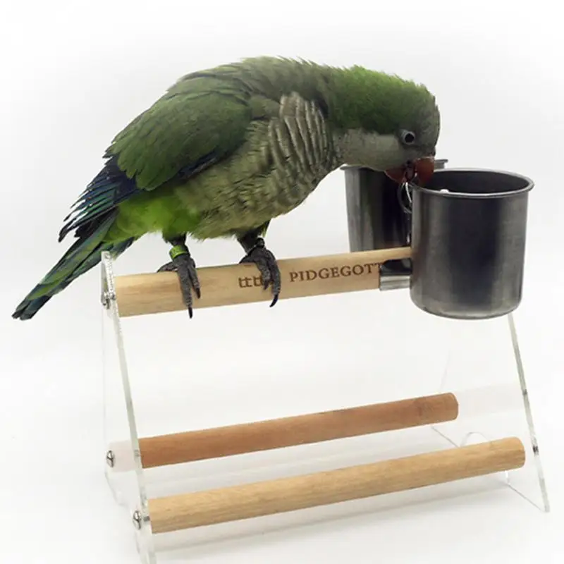 Подача воды пищи птица двойные чашки с зажимом из нержавеющей стали Кормушка для попугаев чашки