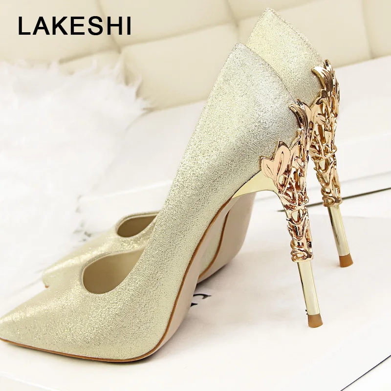 

LAKESHI Sexy High Heels Shoes Woman Fashion Women Pumps Wedding Shoes Red Bling Gold Shoes Famale Party Women Heel Shoes