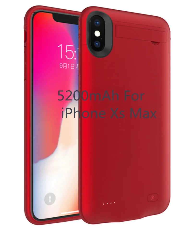 Чехол для зарядного устройства 4200 мАч для iPhone XR, чехол для питания 5200 мАч, портативный внешний аккумулятор для iPhone Xs Max, чехол для аккумулятора - Цвет: Red