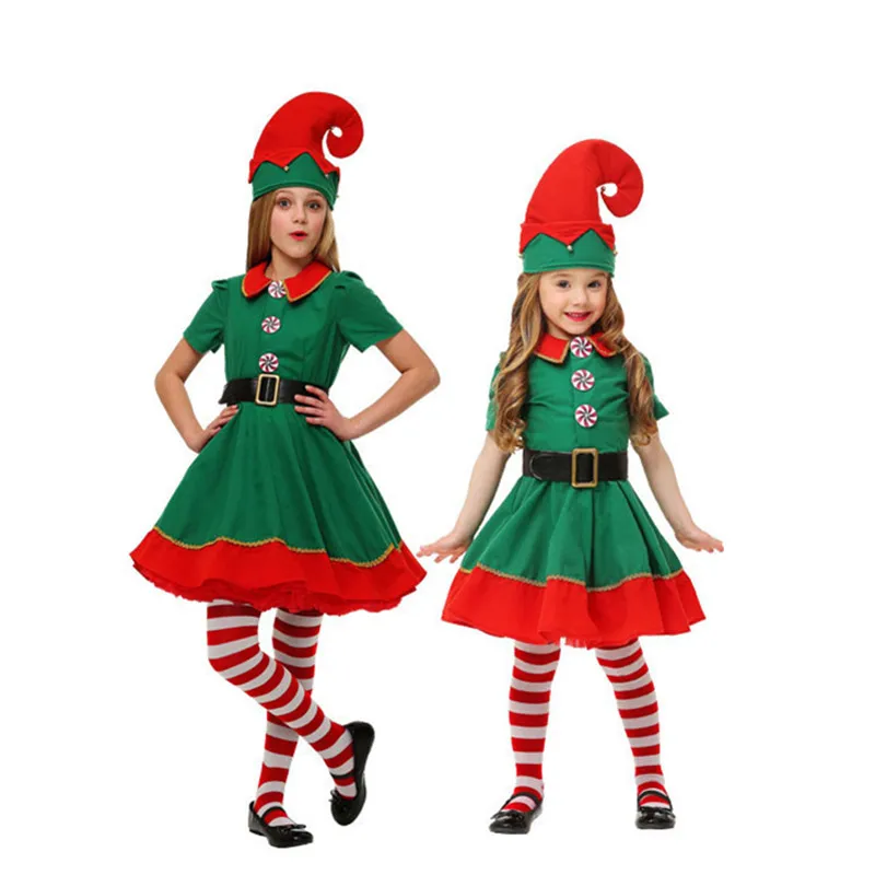5 шт., рождественское платье Санта-Клауса для мальчиков и девочек, носки, шапка, наряд, Рождественский костюм, Рождественская Одежда для девочек, комплекты одежды для мальчиков