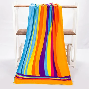 

SZS Hot 70*140cm Colorful Rainbow Absorbent Microfiber Bath Beach Towel Drying Washcloth Swimwear Shower