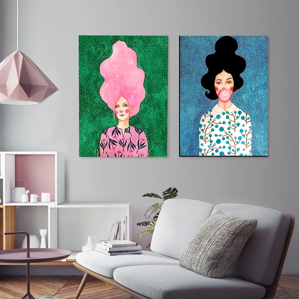 

Nordic Modern Style Handdraw Characters Colorful Canvas Painting Posters Prints Decor Wall Art Pictures For Living Room Bedroom