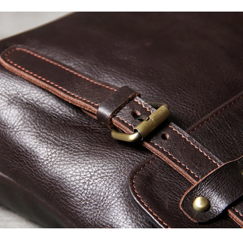 AETOO Simple Classic head cowhide Briefcase Light  male and female leather shoulder crossbody bag