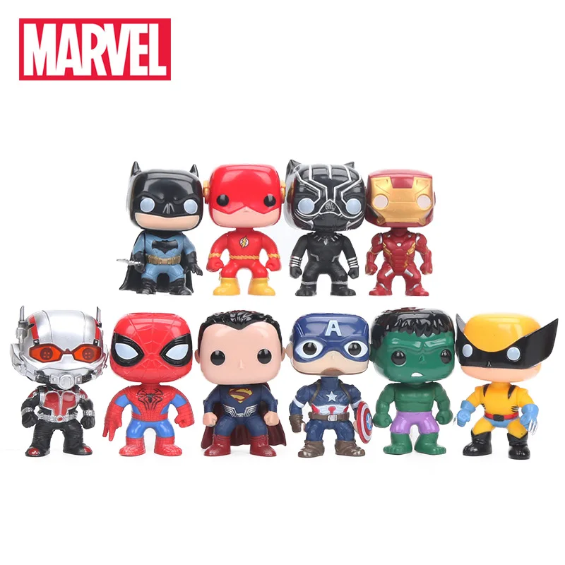 

10pcs/set DC Justice League & Marvel Avengers Super Hero Characters 10cm Model Vinyl Christmas Figure Doll Toys for Children