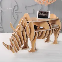 Factory wholesale European style Rhino wood coffee table desk craft gift desk self build puzzle furniture