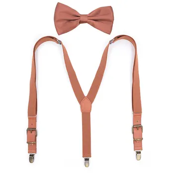 

Baby Braces Kids Suspenders Bowtie Sets boy girl suspenders Leather 3 Clips Strap Trousers Suspensorio Elastic Strap 2.5*75 cm