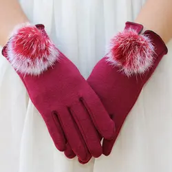 Для женщин перчатки зима норки мяч перчатки сенсорный экран зимние женские перчатки luvas de inverno элегантные мягкие черные женские варежки