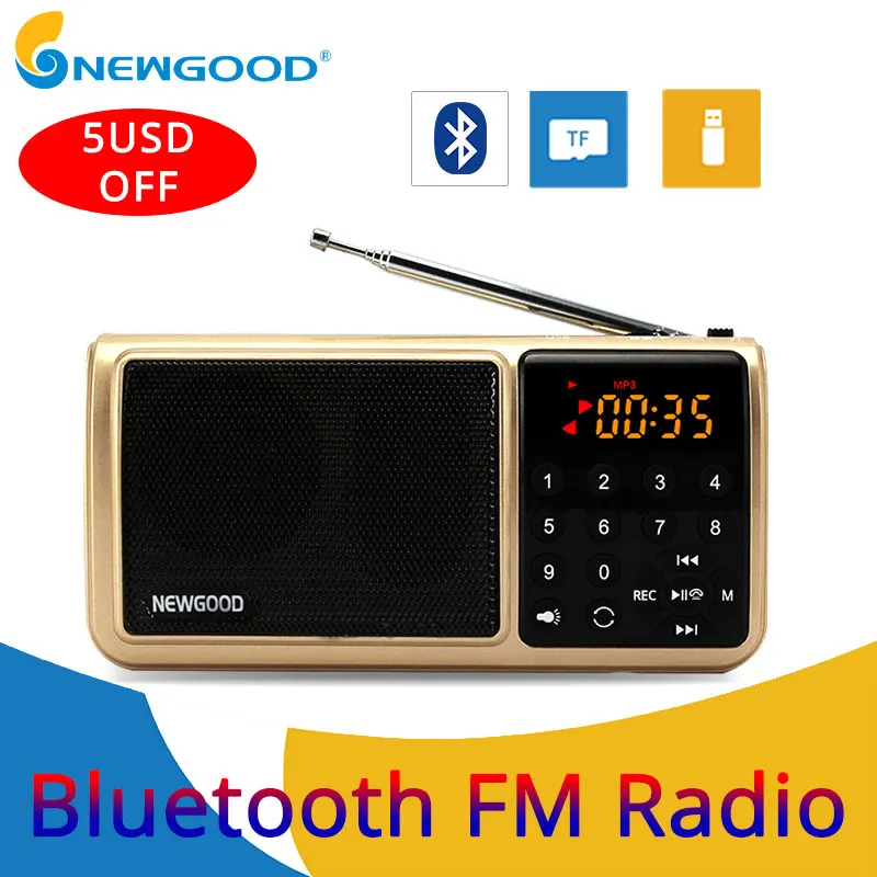 Bluetooth Fm радио Портативный цифровой Micro Sd динамик для радиоприемник Aux TF USB Mp3 плеер