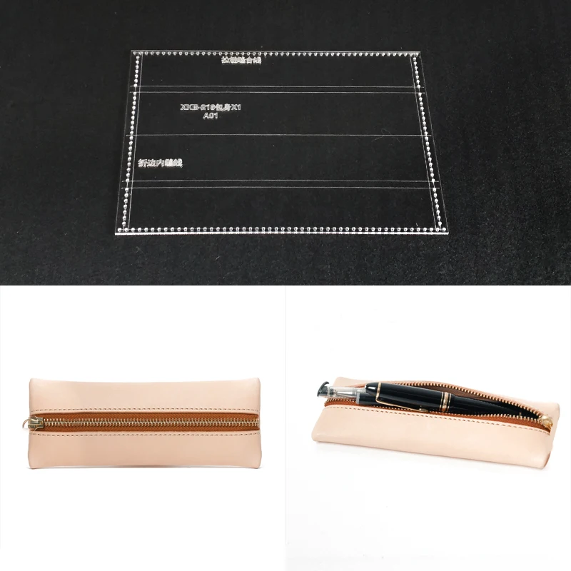 

Acrylic Leather Template for DIY Handmamde Pen Case Pattern DIY Hobby Leathercraft Sewing Pattern Stencils 70x190x10mm