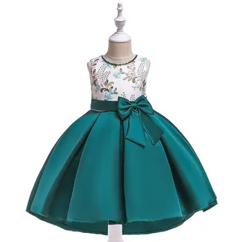 

Drop Ship Princess Pageant Party Dance Wedding Birthday Ball Party Dress Big Bow Flowers Applique Holidays Wear Children Clothes