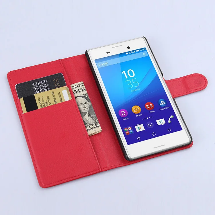 Чехол-книжка с бумажником для sony Xperia M2 Aqua M 2 S50h D2302 D2303 D2305 D2306 D2403 D2406 кожаный чехол для телефона s Coque Funda - Цвет: Красный