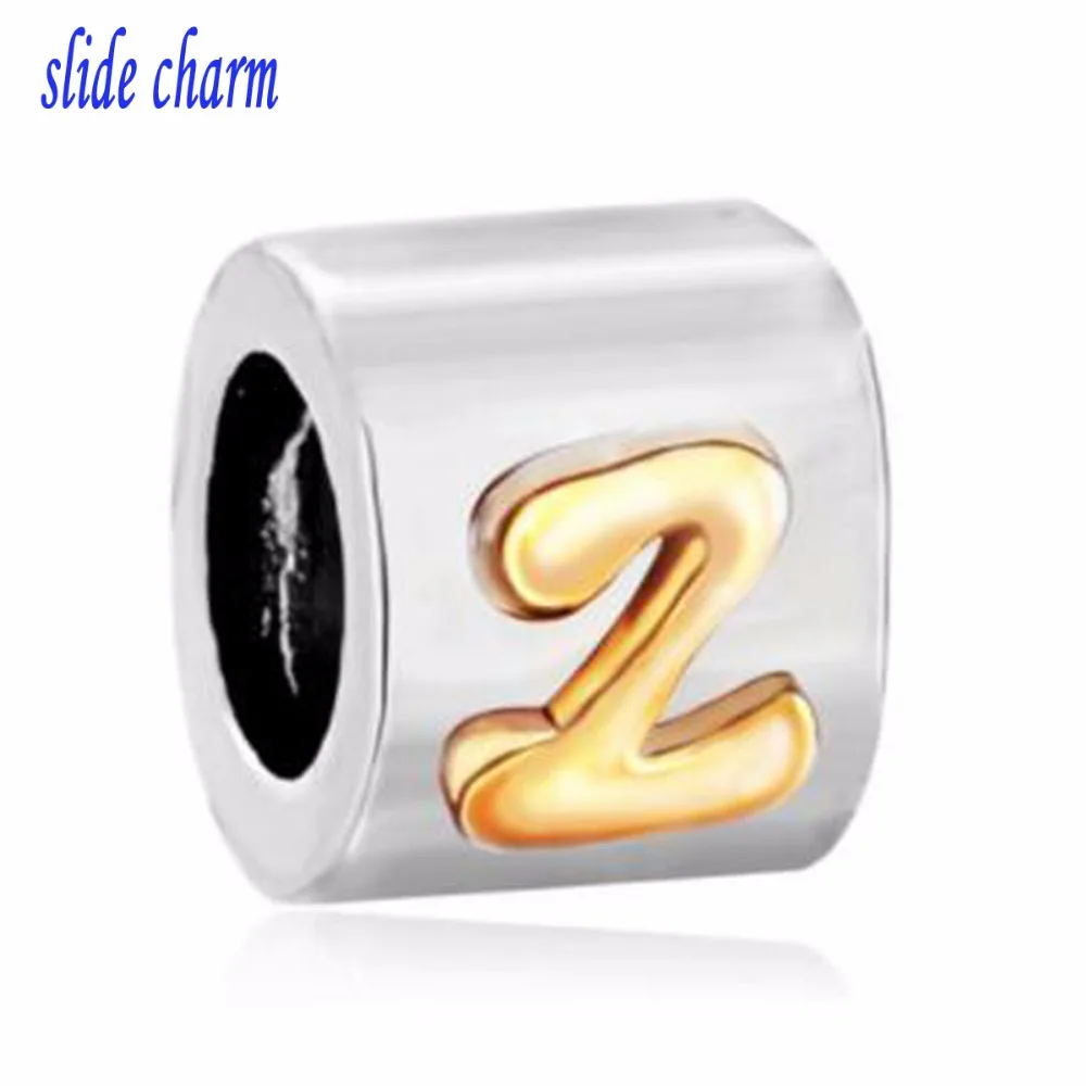 slide charm Free shipping Letter Bracelet Charms Initial Z Pattern