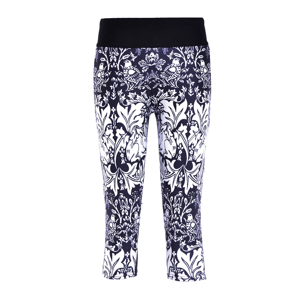 Floral Rabbit Printing Capris Leggings High Waist