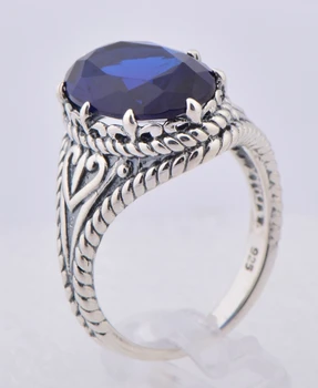 

The European and American fashion jewelry wind restoring ancient ways, 925 sterling silver royal sapphire ring design