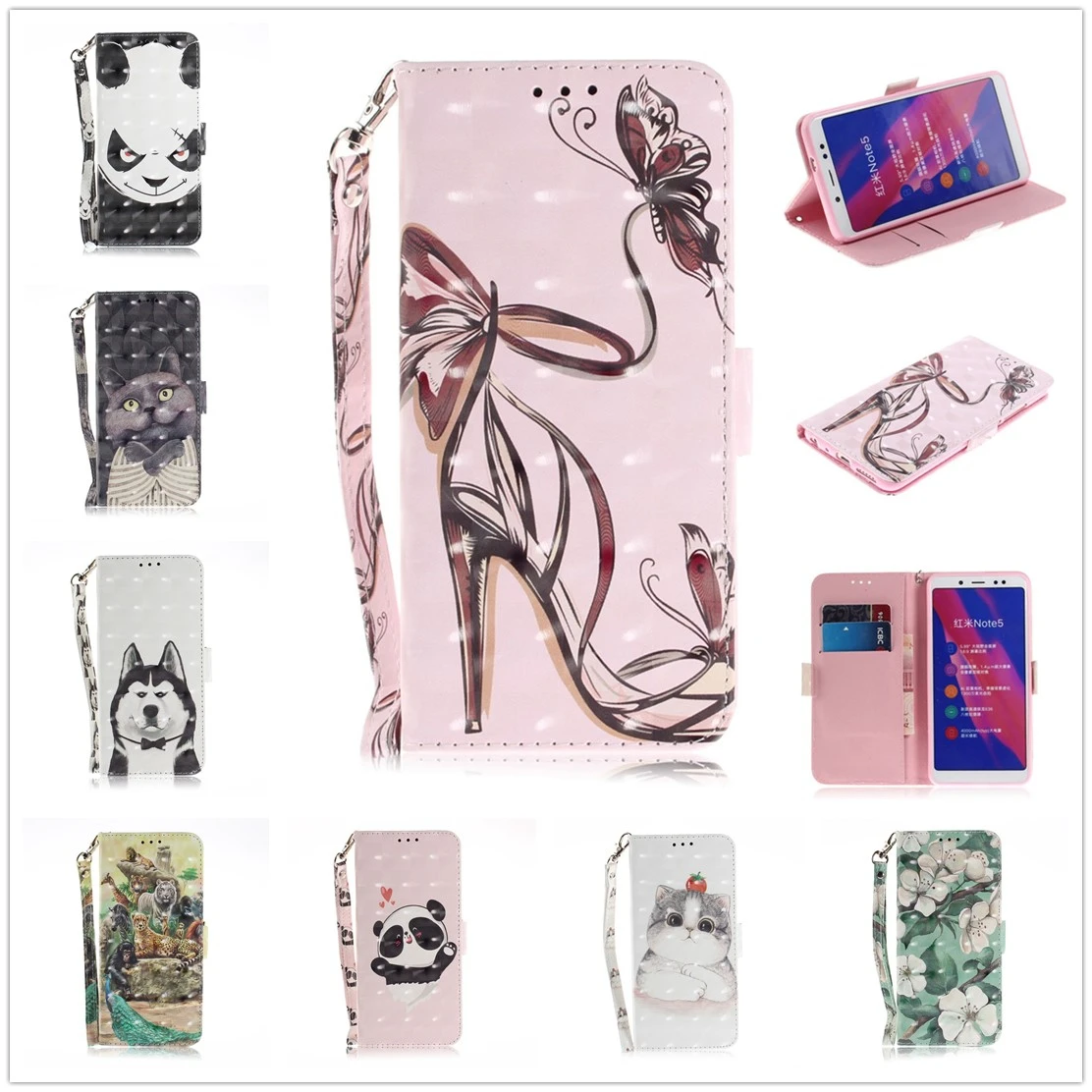 

Wallet Case for Redmi Note 6 5 Pro Cover 3D Full Phone Shell for Xiaomi Red Mi 6A 6 Pro Flip Leather Stand PU Xiomi 5 Plus Caso