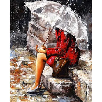 

5D Diamond Mosaic Diy Diamond Painting Umbrellas Girl Needlework Home Decoration Square Mosaic Diamond Embroidery Cross F1029