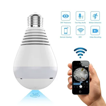 

Wifi IP Camera 1080P Bulb Light 360 Degree Wi-fi Fish-eye CCTV Camera 2.0MP Home Security WiFi Camera Panoramic Camera