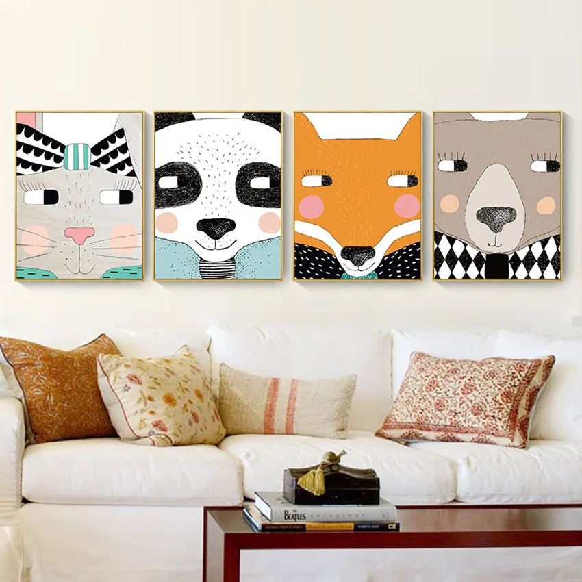 

Cartoon Animals Canvas Painting Modern Posters Prints Wall Hanging Pictures Home Decorative Painting Art Living Room Unframed