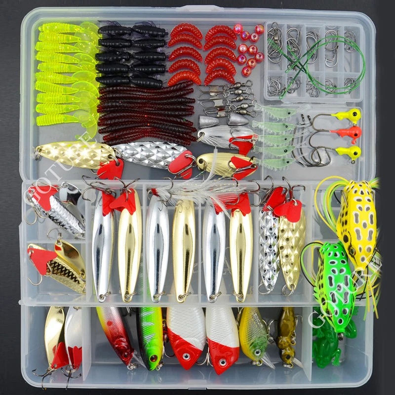 Fishing Lure Kit 169 pcs/Pack Minnow Popper Crank Spinner Metal Lure