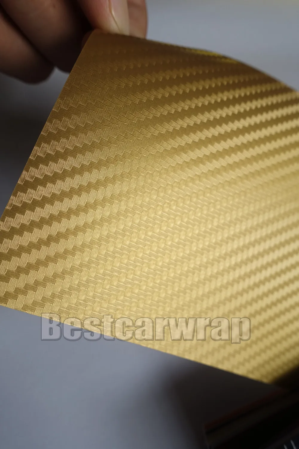 Gold 3D Carbon Fibre Vinyl With Air Bubble Free Carbon Fiber Golden