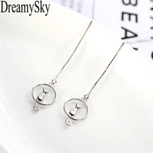 DreamySky, настоящее 925 пробы, серебряные, длинные, лунные, кошачьи серьги для женщин, ювелирное изделие, модные, массивные, корейские серьги, серьги, серьги