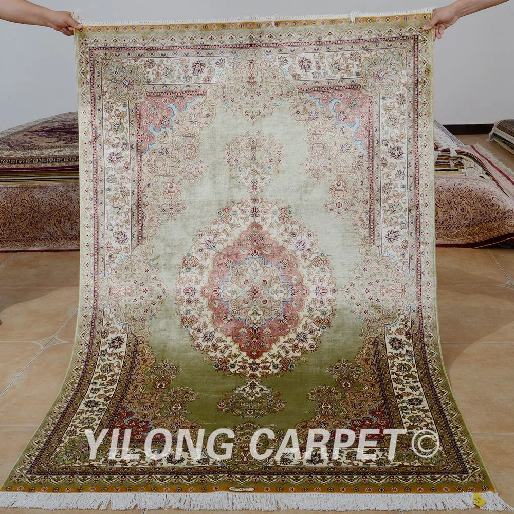 

Yilong 4'x6' Traditional light green bedroom carpet vantage antique persian rugs tabriz (0139)