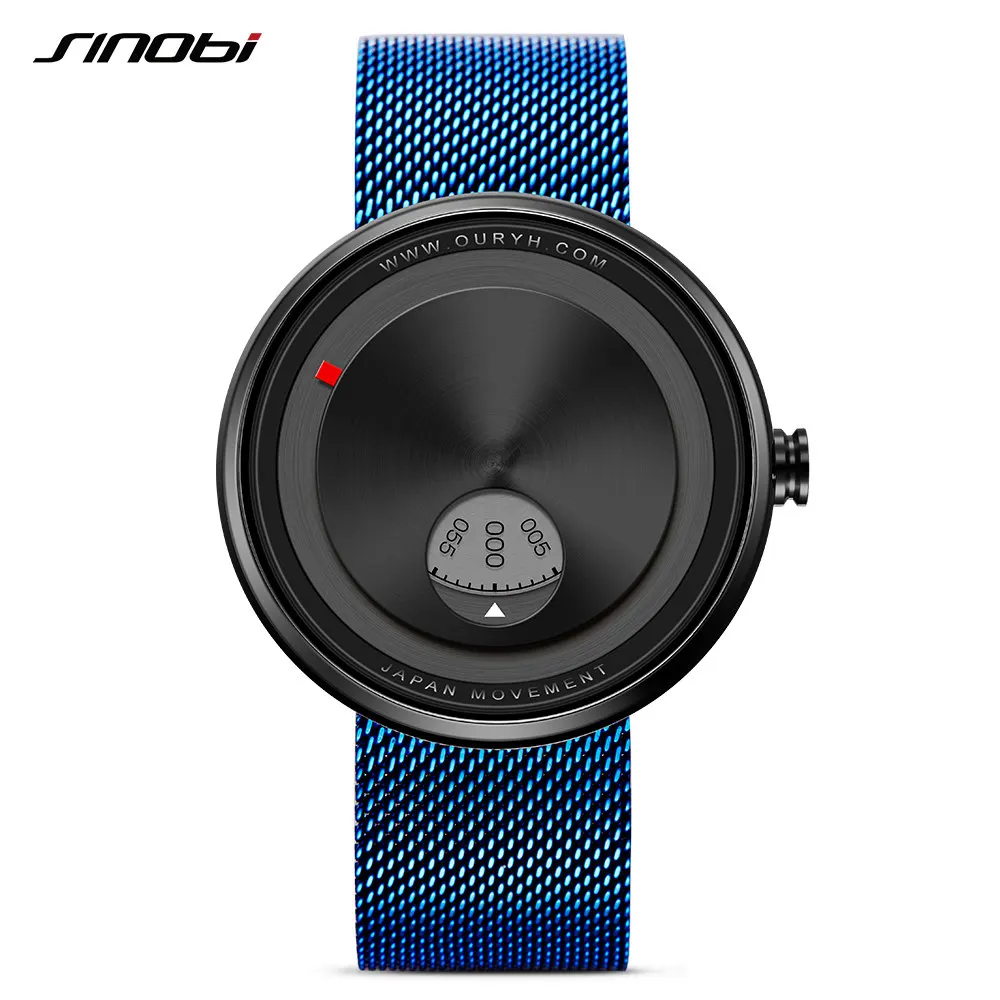 SINOBI мужской креативный Миланский ремешок кварцевые наручные часы Relogio Masculino montre homme marque de Роскошные мужские часы - Цвет: blueG04