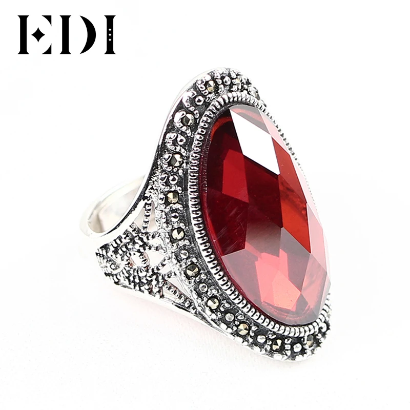 Sterling Silver 925 Ring with Natural Gemstone Women's Rings Thai